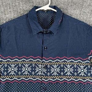 Matsuda Shirt Womens Medium Blue Geometric Long Sleeve Button Up Casual